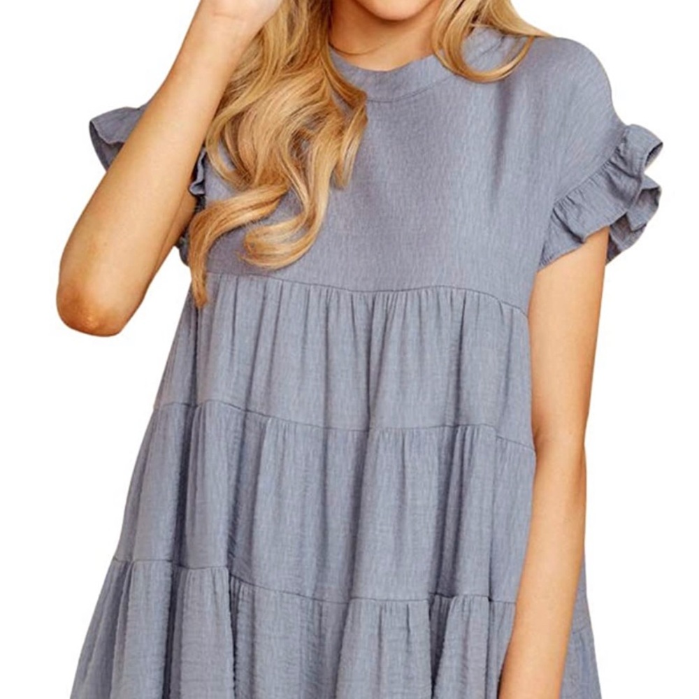 Gray ruffle tiered dress
